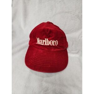 VTG Marlboro Corduroy Hat Mens Spell Out Red Excellent Cigarette Promo